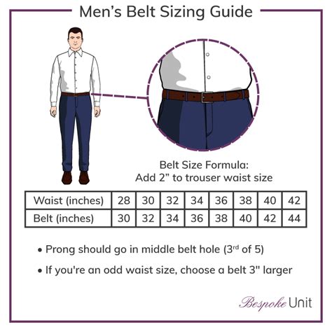 waist belt size chart